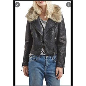 Top Shop faux leather black moto jacket